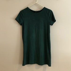 Hunter Green Faux Suede T shirt Dress